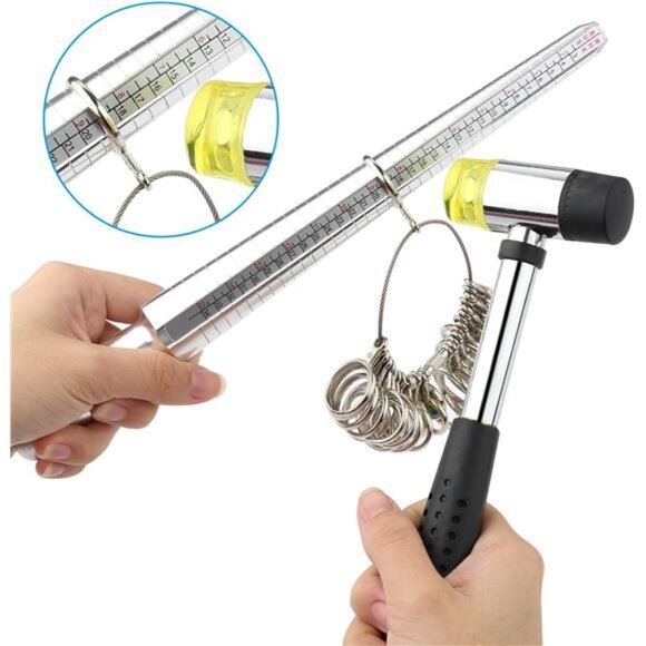 Ring Sizer Measuring Tool Including Ring Mandrel, Ring Gauge Finger Sizer - Picture 7 of 8